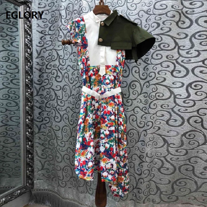 High Quality Cotton Dress 2019 Summer Fashion Ladies Army Green Color Block Flower Print Mid-Calf Length Casual Work Dress OL
High Quality Cotton Dress 2019 Summer Fashion Ladies Army Green Color Block Flower Print Mid-Calf Length Casual Work Dress OL