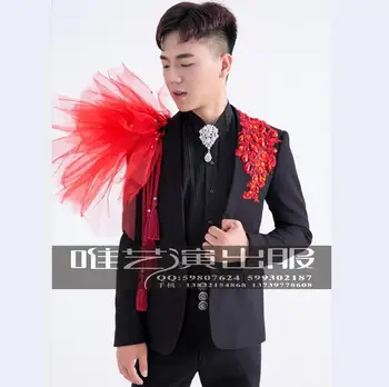 men black suits designs masculino homme terno stage costumes for singers men red sequin blazer dance clothes jacket fashion
men black suits designs masculino homme terno stage costumes for singers men red sequin blazer dance clothes jacket fashion