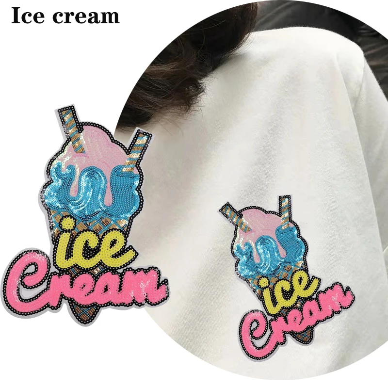 Summer thirst-quenching ice cream embroidery sequins patch iron on patches patches for clothing DIY girl T-shirt Decoration
Summer thirst-quenching ice cream embroidery sequins patch iron on patches patches for clothing DIY girl T-shirt Decoration