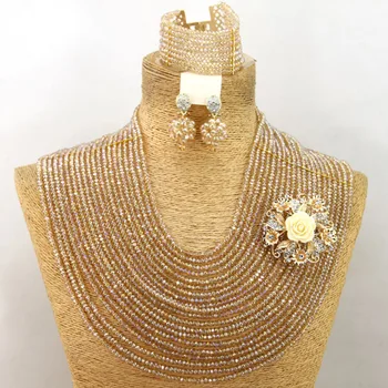 20 layers Champagne Gold Crystal Beads Party Jewelry set Nigerian Wedding African Crystal Beads Jewelry Set Free Shipping AIJ013
20 layers Champagne Gold Crystal Beads Party Jewelry set Nigerian Wedding African Crystal Beads Jewelry Set Free Shipping AIJ013
