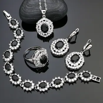 Punk 925 Sterling Silver Jewelry Sets For Women Decoration Black Stone White Crystal Earrings/Pendant/Necklace/Ring/Bracelet
Punk 925 Sterling Silver Jewelry Sets For Women Decoration Black Stone White Crystal Earrings/Pendant/Necklace/Ring/Bracelet