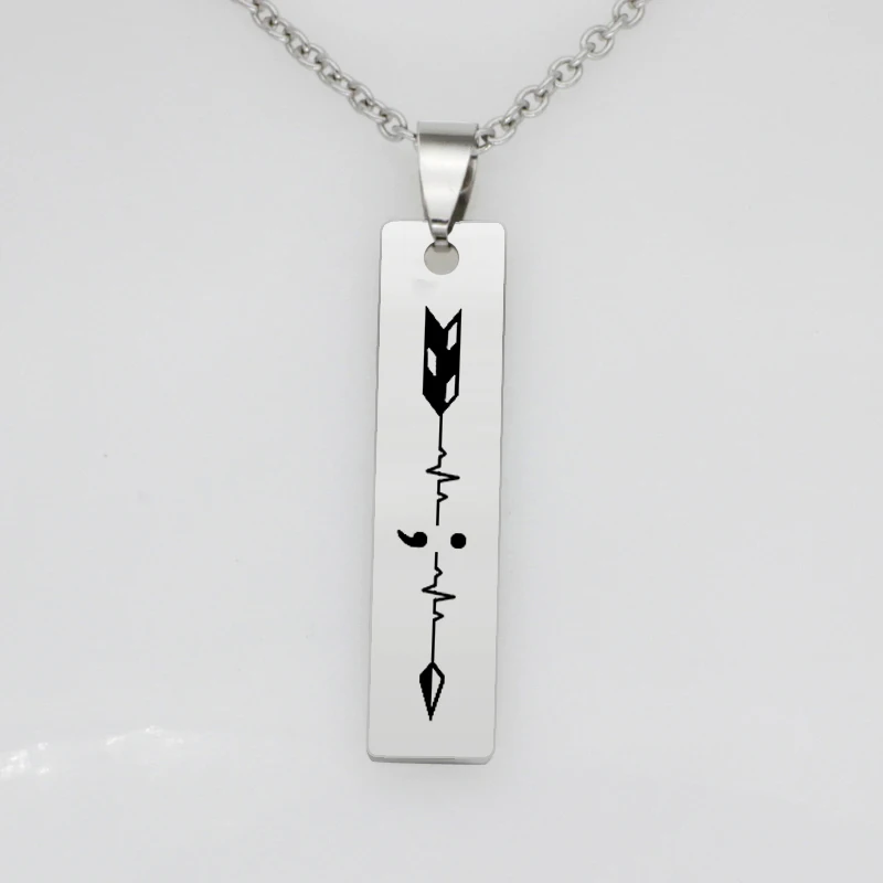 Semicolon arrow pendant ECG Electrocardiogram stainless steel jewelry friend gift necklace N498-2
Semicolon arrow pendant ECG Electrocardiogram stainless steel jewelry friend gift necklace N498-2