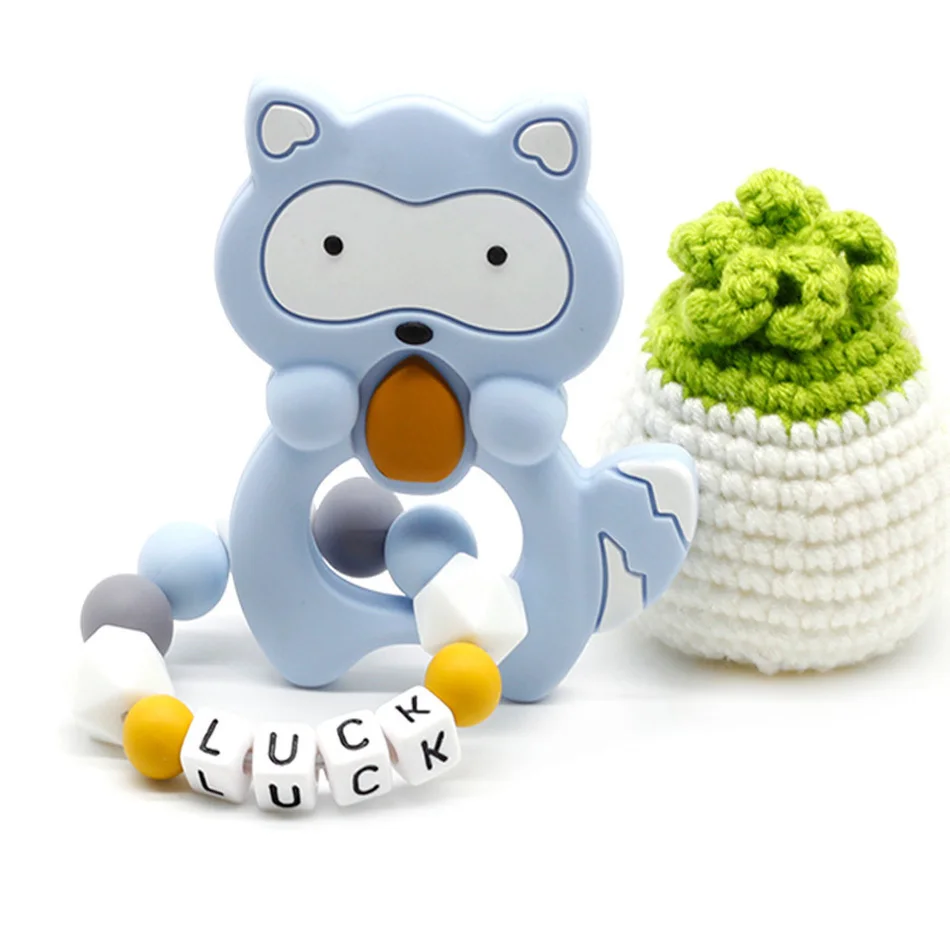 Personalized Name holder Baby silicone Raccoon Bracelet teeth pacifier chew toy Teething Baby Gift Toy baby dummy clips
Personalized Name holder Baby silicone Raccoon Bracelet teeth pacifier chew toy Teething Baby Gift Toy baby dummy clips