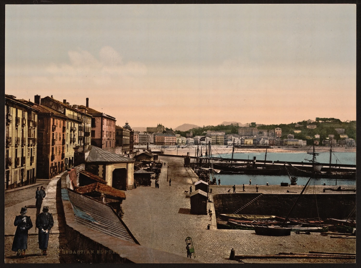 Фото Винтажный постер с картой мира в гавани Сан-Себастьян (c.1895) Классические холщовые