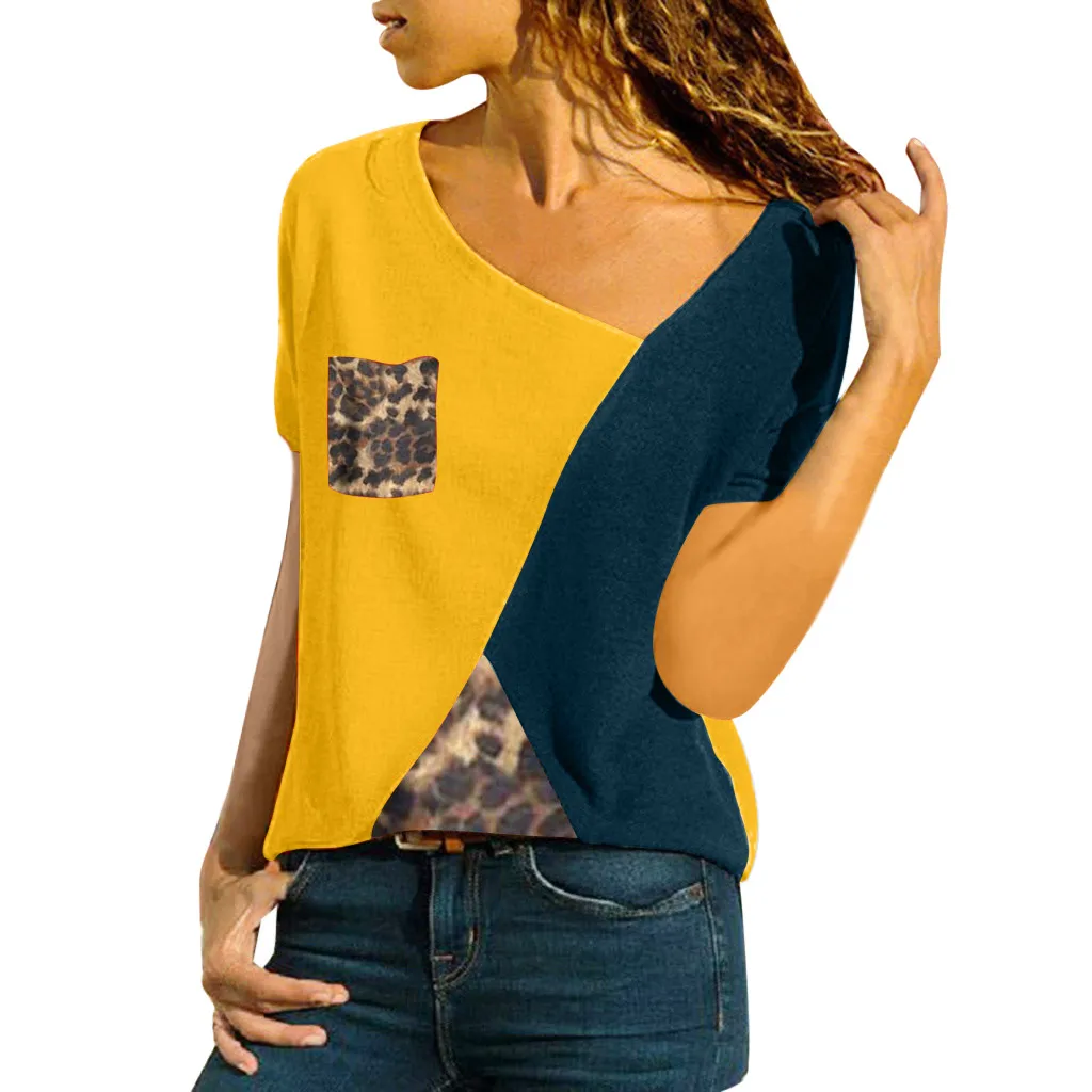SAGACE 2019 T shirt Women's Color O-neck Casual Short-sleeved Patchwork Leopard Top T-shirt female Womens Plus Size top Summer
SAGACE 2019 T shirt Women's Color O-neck Casual Short-sleeved Patchwork Leopard Top T-shirt female Womens Plus Size top Summer
