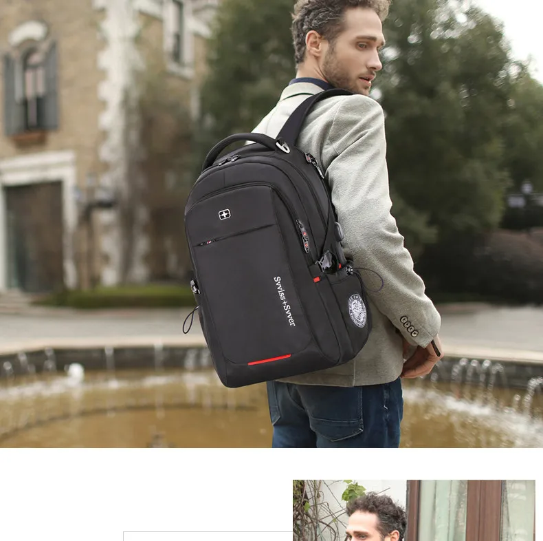 svvisssvver brand men Multifunction USB charging fashion business casual tourist anti-theft waterproof 15.6 inch Laptop backpack 7