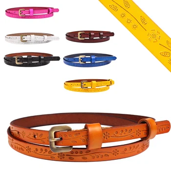 Yellow Black Thin Genuine Leather Dress Belt for Women Ceinture Femme Womens Floral Carved Vintage Pin Buckle Belts 2019 New 
Yellow Black Thin Genuine Leather Dress Belt for Women Ceinture Femme Womens Floral Carved Vintage Pin Buckle Belts 2019 New