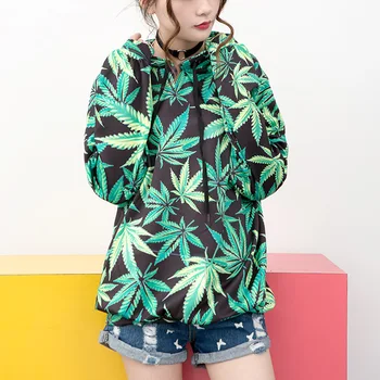 2018 Fashion Spring Autumn Hooded Harajuku Leaf Print Pullover Loose Women Hoodies Sweatshirts Female Casual Slimming Green Coat
2018 Fashion Spring Autumn Hooded Harajuku Leaf Print Pullover Loose Women Hoodies Sweatshirts Female Casual Slimming Green Coat