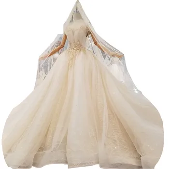 2018 Luxury Champagne Lace Bead Sleeveless Sweetheart Cathedral Bridal Gowns Train Floor-length Wedding Dresses With Long Veil
2018 Luxury Champagne Lace Bead Sleeveless Sweetheart Cathedral Bridal Gowns Train Floor-length Wedding Dresses With Long Veil