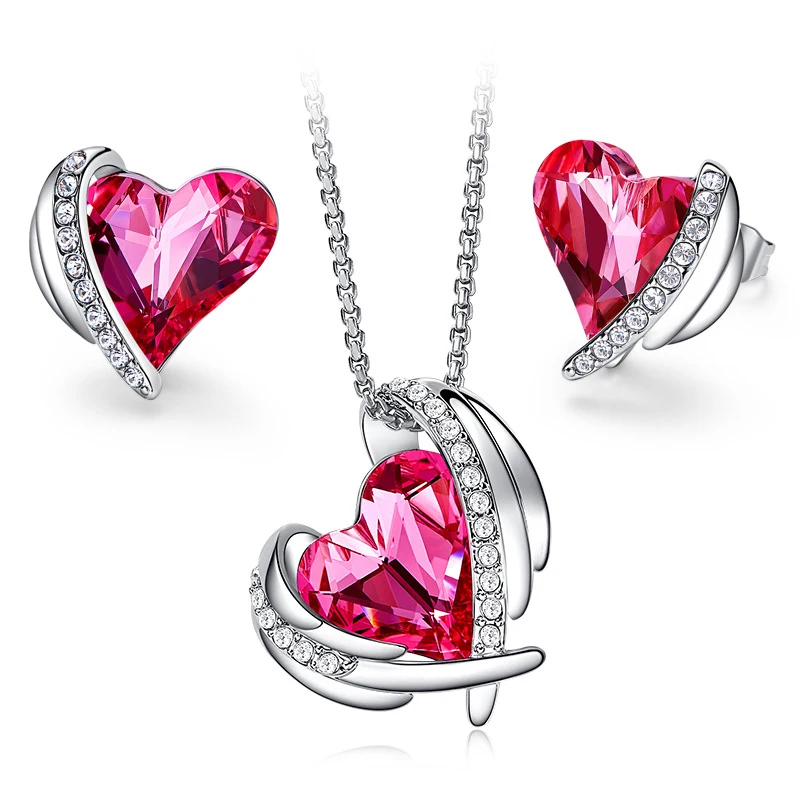 BAFFIN Original Crystals From Swarovski Heart Stud Earrings Pendant Necklaces Luxury Pink Angel Jewelry Set Women Party Wedding
BAFFIN Original Crystals From Swarovski Heart Stud Earrings Pendant Necklaces Luxury Pink Angel Jewelry Set Women Party Wedding
