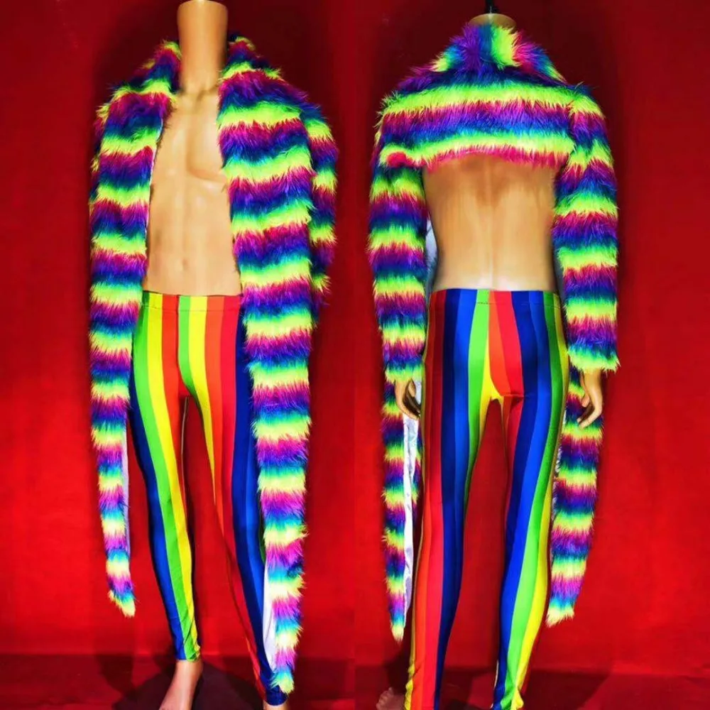 Multicolor Feather Men's Long Jacket Male Singer Dance Show Leggings Outfit Bar Evening Party Stage Show Outfit Set
Multicolor Feather Men's Long Jacket Male Singer Dance Show Leggings Outfit Bar Evening Party Stage Show Outfit Set