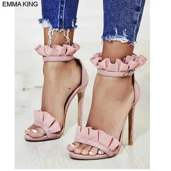 EMMA KING 2018 Fashion Ankle Wrap Bling Thin Heel Women Sandals Summer Open Toe Ruffles Buckle Strap High Heels Party Wedding
EMMA KING 2018 Fashion Ankle Wrap Bling Thin Heel Women Sandals Summer Open Toe Ruffles Buckle Strap High Heels Party Wedding