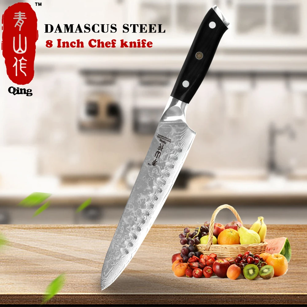 New Design G10 Handle Damascus Knife Qing Brand Kitchen Knife Damascus Pattern Blade Single Cooking Damascus Chef Fruit Knife
New Design G10 Handle Damascus Knife Qing Brand Kitchen Knife Damascus Pattern Blade Single Cooking Damascus Chef Fruit Knife