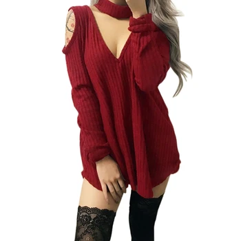 EFINNY Sexy Women Halter V neck Sweater Off Shoulder Solid Lady Pullover Casual Shirt Women Tops
EFINNY Sexy Women Halter V neck Sweater Off Shoulder Solid Lady Pullover Casual Shirt Women Tops