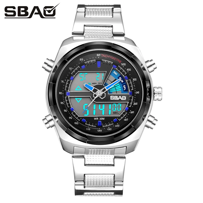SBAO Марка Для мужчин часы Наручные Бизнес Водонепроницаемый открытый круглый