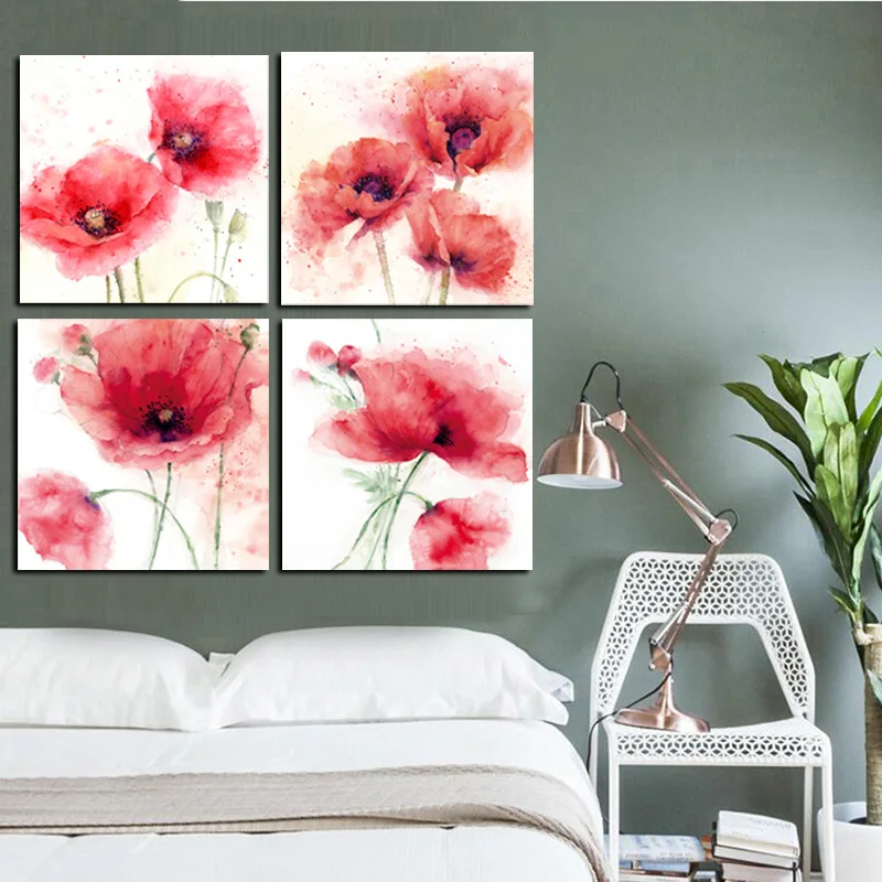 4 Piece Minimalist Red Poppy Canvas Painting Abstract Watercolor Flower Poster Print Wall Picture for Living Room Cuadros Decor
4 Piece Minimalist Red Poppy Canvas Painting Abstract Watercolor Flower Poster Print Wall Picture for Living Room Cuadros Decor