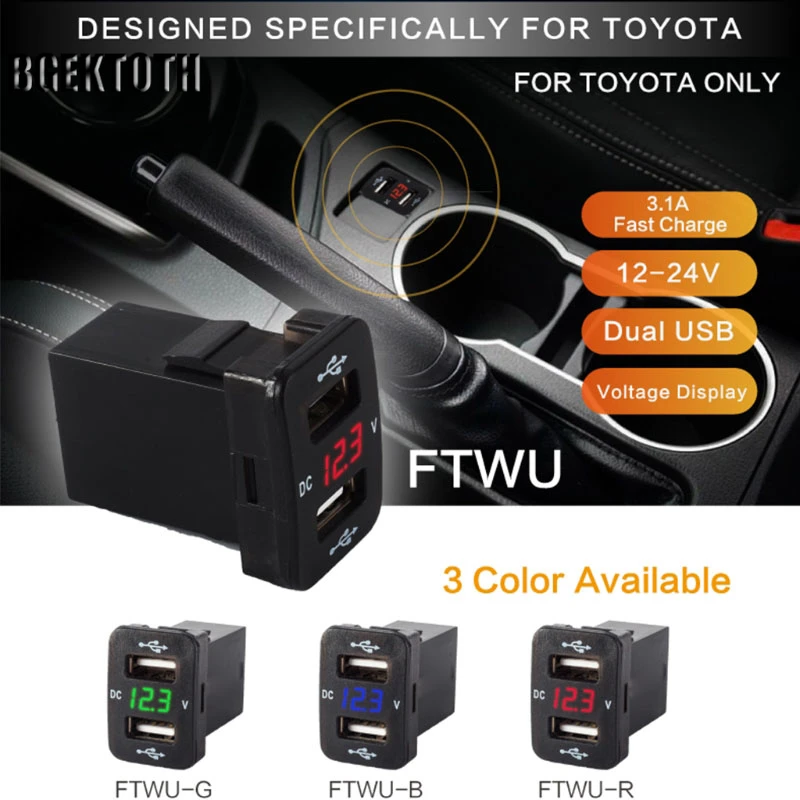 BGEKTOTH 12V Dual USB Ports Car Charger Socket Voltmeter 4.2A Power Adapter For Toyota
BGEKTOTH 12V Dual USB Ports Car Charger Socket Voltmeter 4.2A Power Adapter For Toyota