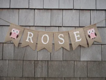 

personalized name cute owl baby shower birthday burlap Banners nursery room Buntings garlands Photo Prop signs