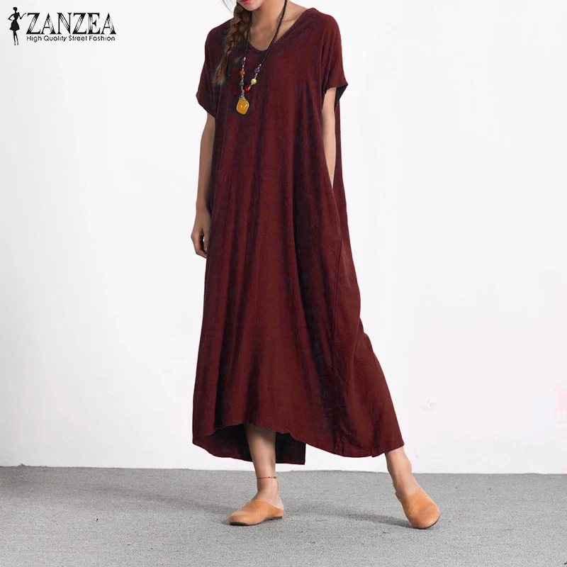 Maxi Long Dress ZANZEA 2019 Summer Casual Loose Solid Asymmetrical Short Sleeve Sexy V Neck Buttons Elegant Party Split Dresses
Maxi Long Dress ZANZEA 2019 Summer Casual Loose Solid Asymmetrical Short Sleeve Sexy V Neck Buttons Elegant Party Split Dresses