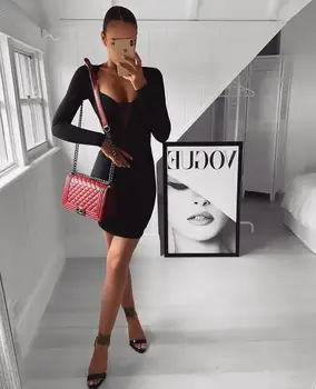 Winter Fashion Sexy V Neck Long Sleeve Black Bandage Dress 2018 Knitted Elegant Designer Party Dress
Winter Fashion Sexy V Neck Long Sleeve Black Bandage Dress 2018 Knitted Elegant Designer Party Dress