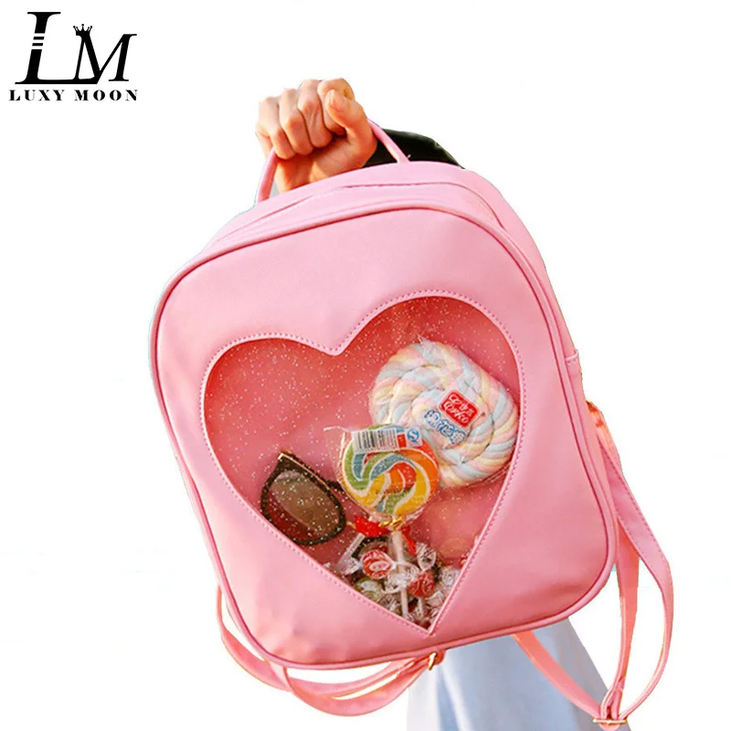Harajuku Japanese Lolita Clear Backpacks for Teenage Girls Transparent Heart PU Leather Backpack for Women Macaron Rucksack Q075
Harajuku Japanese Lolita Clear Backpacks for Teenage Girls Transparent Heart PU Leather Backpack for Women Macaron Rucksack Q075