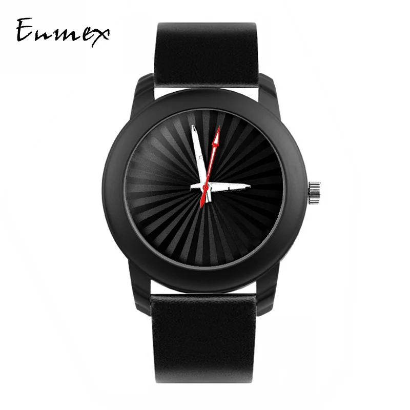 2019 Enmex creative black wristwatch Luminous hands Solar stripe Genuine leather strap fashion Stylish clock quartz watch
2019 Enmex creative black wristwatch Luminous hands Solar stripe Genuine leather strap fashion Stylish clock quartz watch