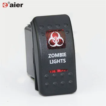 1PC 20A 12V/24V SPST 5 Pin ON-OFF Plastic Automotive Dual Red LED Illuminated Rocker Waterproof Marine Switch