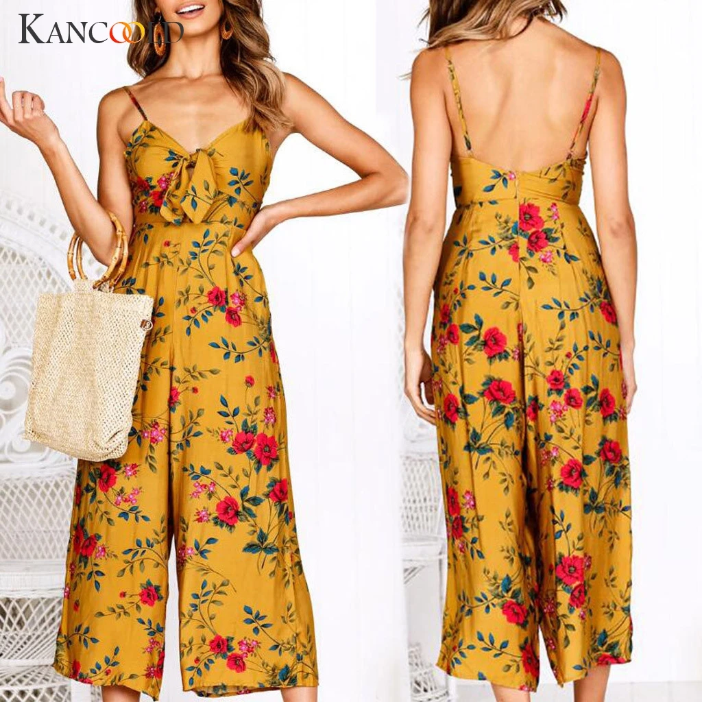 KANCOOLD Jumpsuit Women V-Neck Camisole Backless Bow Floral Print Long Playsuit Ladies fashion Summer new jumpsuit sexy 2019JAN4
KANCOOLD Jumpsuit Women V-Neck Camisole Backless Bow Floral Print Long Playsuit Ladies fashion Summer new jumpsuit sexy 2019JAN4