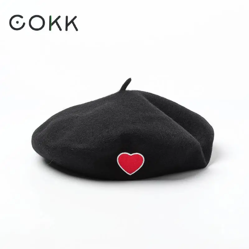 COKK Beret Women Hat Autumn Winter Wool Beret Lady Embroidered Heart Baret Cap Hat Warm Boina Painter Cap Vintage Gorra 2019 New
COKK Beret Women Hat Autumn Winter Wool Beret Lady Embroidered Heart Baret Cap Hat Warm Boina Painter Cap Vintage Gorra 2019 New