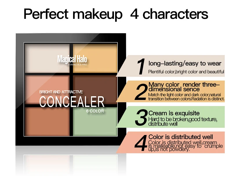 Concealer Cream Contour Palette Kit Professional Brand Makeup 6 Colors Bronzer & Highlighter Powder Trimming Face Concealer (10)