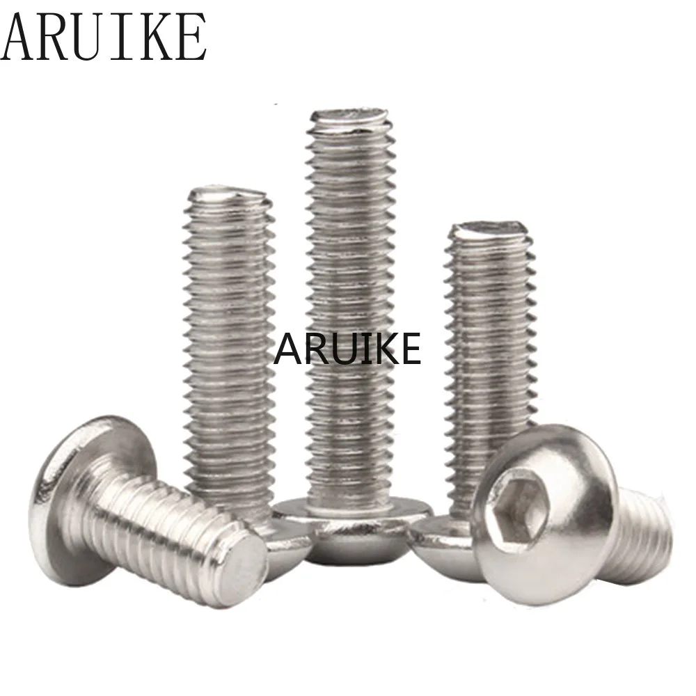 50pcs/Lot M6x60 mm M6*60 yuan cup Half round head 304 Stainless Steel Hex Socket Head Cap Screw Bolts | Обустройство дома