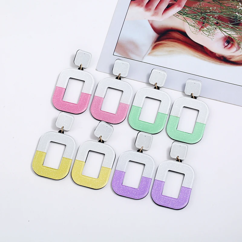 Fashion Color matching Acrylic Earring Big Square Drop Earrings Jewelry Candy Colors For Women Bohemian Gifts Accessorie2019
Fashion Color matching Acrylic Earring Big Square Drop Earrings Jewelry Candy Colors For Women Bohemian Gifts Accessorie2019