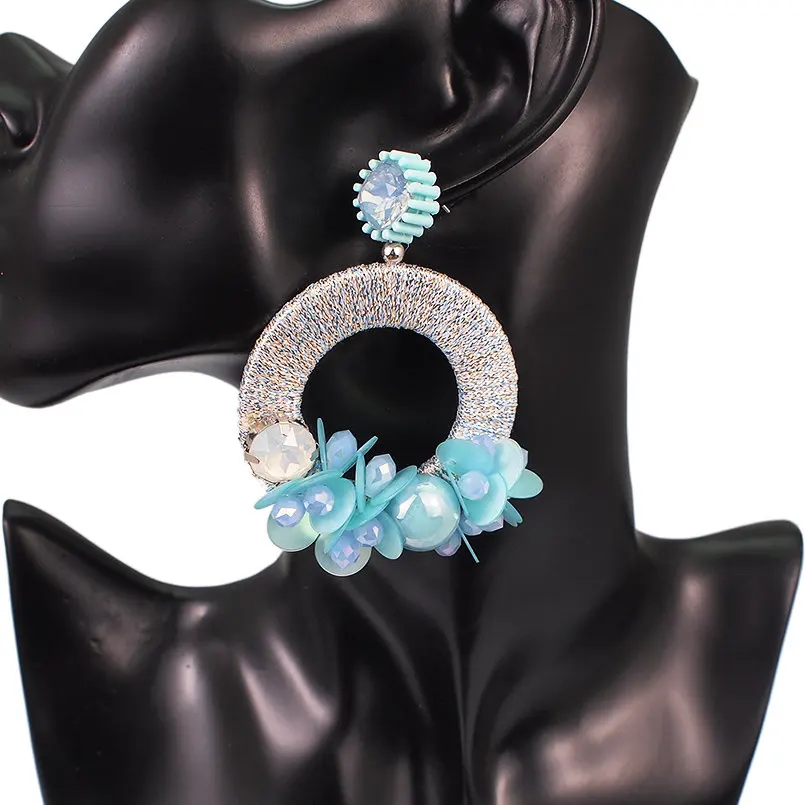 MANILAI Bohemia Circular Statement Drop Earrings For Women Luxury Multicolor Resin Bead Dangle Earrings Wedding Jewelry MANILAI Bohemia Circular Statement Drop Earrings For Women Luxury Multicolor Resin Bead Dangle Earrings Wedding Jewelry