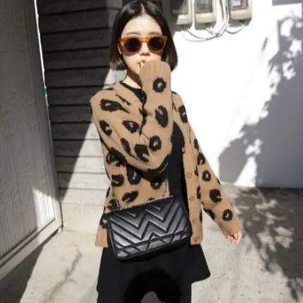 Женский свитер с леопардовым принтом Свободный Повседневный Трикотажный