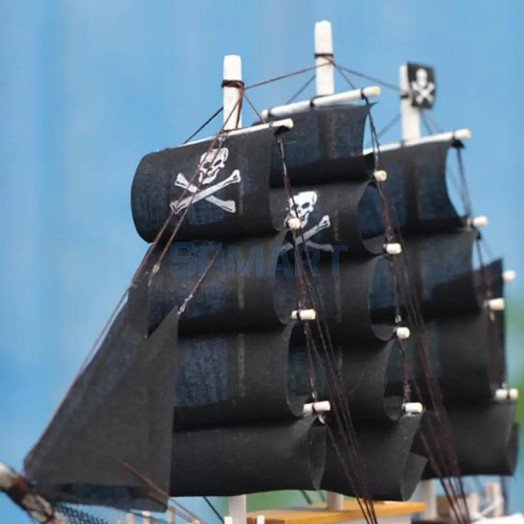 MagiDeal 9.5 Inches Handcrafted Home Decorative Nautical Wooden Pirate Ship Sailboat Boat Model for Kids Children Cool Xmas Gift