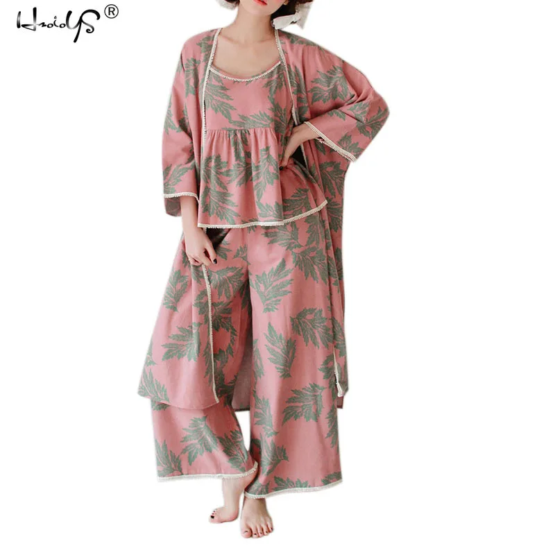 Autumn Winter Women Sleepwear Pajamas Set 3 Pieces Cotton Tracksuits Long Sleeve Pyjamas Sets Ladies Flower Pijamas sets
Autumn Winter Women Sleepwear Pajamas Set 3 Pieces Cotton Tracksuits Long Sleeve Pyjamas Sets Ladies Flower Pijamas sets