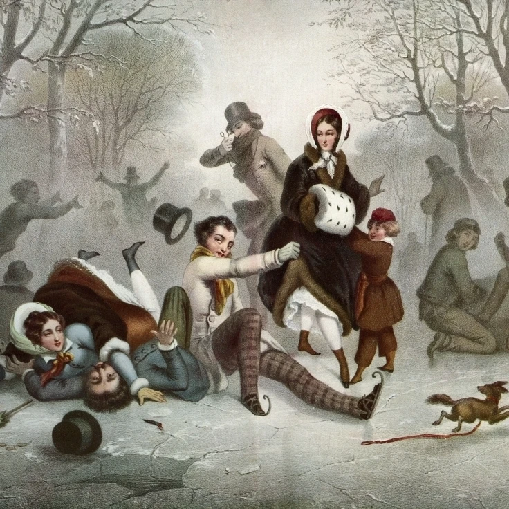 Outdoor ice skating in the 19th century From Illustrierte Sittengeschichte vom Mittelalter bis zur Gegenwart by Eduard 1