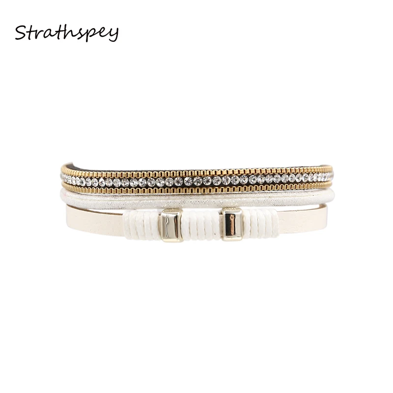 STRATHSPEY Handmade Triple Leather Wrap Bracelet for Women Magnetic Clasp Rhinestone Wrap Bracelets jewelry Personalized Gift
STRATHSPEY Handmade Triple Leather Wrap Bracelet for Women Magnetic Clasp Rhinestone Wrap Bracelets jewelry Personalized Gift
