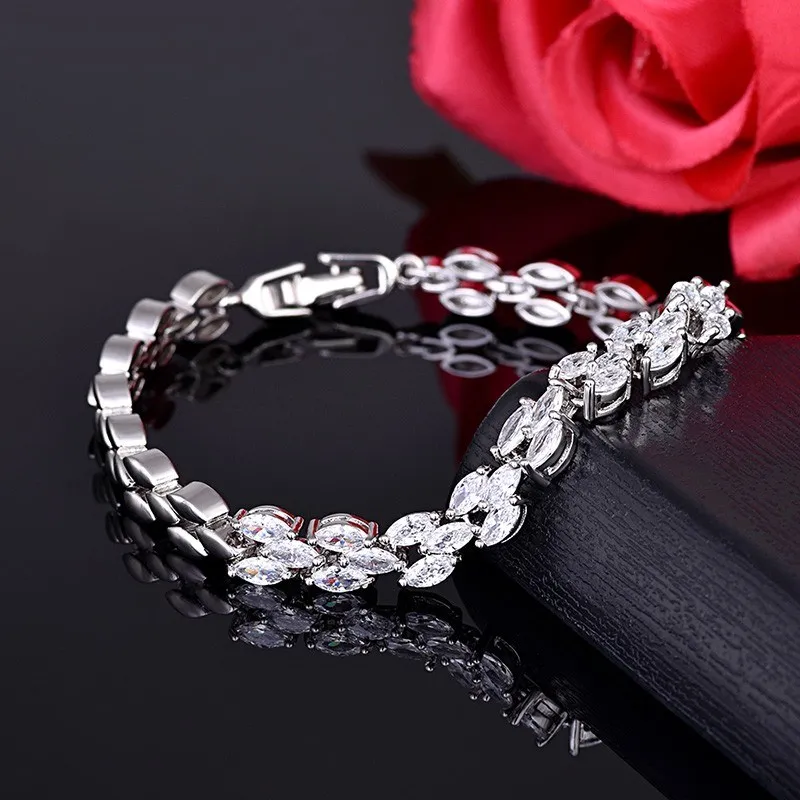 Pure Silver 925 Bracelets for Women AAA Zirconia Olive Chain Bracelet Bangles Wristband Pulseira Femme Wedding Bridal Jewelry
Pure Silver 925 Bracelets for Women AAA Zirconia Olive Chain Bracelet Bangles Wristband Pulseira Femme Wedding Bridal Jewelry
