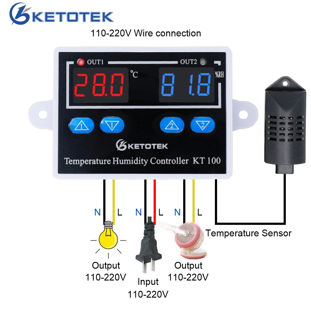 Цифровой термостат KT100 для контроля влажности инкубатор яиц устройство