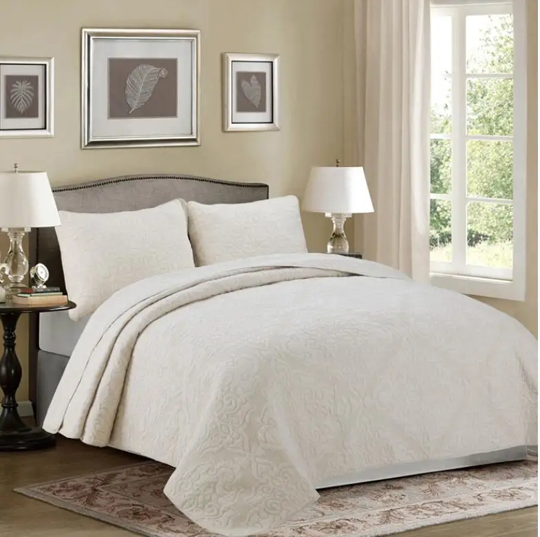 Solid White Beige Grey color Soft Cotton 3Pcs Bedspread Quilted Bed Cover Bedding set Queen size Embroidered Sheets Blanket Set
Solid White Beige Grey color Soft Cotton 3Pcs Bedspread Quilted Bed Cover Bedding set Queen size Embroidered Sheets Blanket Set