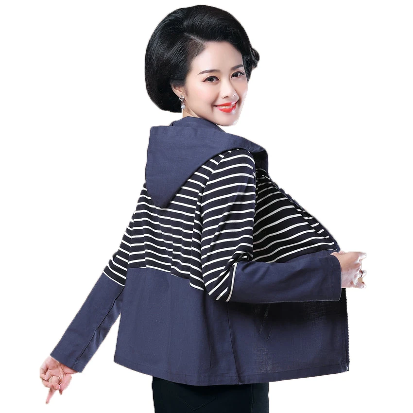 Women Hooded Coat Black Blue Basic Jackets Spring Autumn Woman Casual Hood Jacket Lady Striped Patchwork Outerwear Zipper Front
Women Hooded Coat Black Blue Basic Jackets Spring Autumn Woman Casual Hood Jacket Lady Striped Patchwork Outerwear Zipper Front