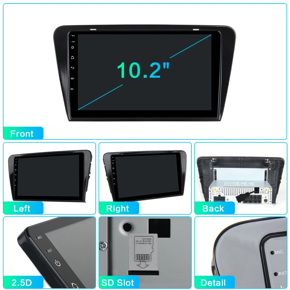 Best Dasaita 10.2" IPS Screen Multimedia Car 1 Din Android 9.0 for Skoda Octavia 2014 2015 2016 2017 GPS Navigation Car Stereo 4G RAM 6