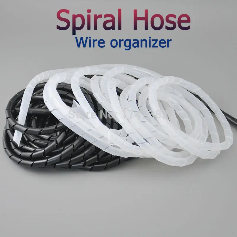 8mm 12M/Roll Spiral Wrapping Bands Transparent Wire Winding Hose Pipes Line Pipe Transparent Protection Wire Organizer