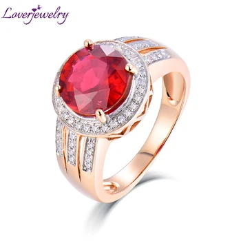 LOVERJEWELRY Genunie Ruby Rings 18KT Rose Gold Natural Diamonds Red Ruby Stone Wedding Ring Fine Jewelry For Women Anniversary
LOVERJEWELRY Genunie Ruby Rings 18KT Rose Gold Natural Diamonds Red Ruby Stone Wedding Ring Fine Jewelry For Women Anniversary