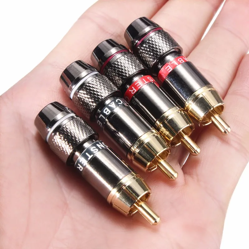 4Pcs Gold Plated RCA 6mm HI-FI Cable Plug RCA Copper Cable Plug Self Locking Line Audio Phono Solder Connector Adapter
4Pcs Gold Plated RCA 6mm HI-FI Cable Plug RCA Copper Cable Plug Self Locking Line Audio Phono Solder Connector Adapter