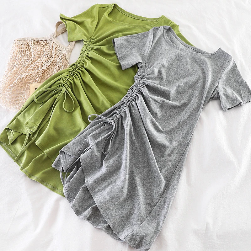 SKOONHEID Fashion Women Korean Solid Dress Short Sleeve Summer Midi Sundress New Romantic Elegant Casual Drawstring Cotton Dress
SKOONHEID Fashion Women Korean Solid Dress Short Sleeve Summer Midi Sundress New Romantic Elegant Casual Drawstring Cotton Dress