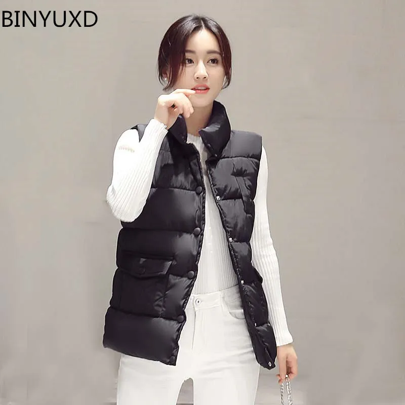 BINYUXD new winter autumn women vest short cotton-padded stand collar womens waistcoat solid color female colete fashion vest
BINYUXD new winter autumn women vest short cotton-padded stand collar womens waistcoat solid color female colete fashion vest