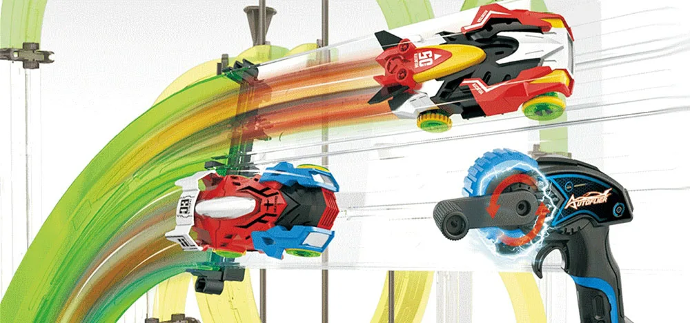 AUTOFLIER AF665 Dual Track 3D Competition Infrared 2 RC Cars with 2 Hand Cranks 48pcs Track