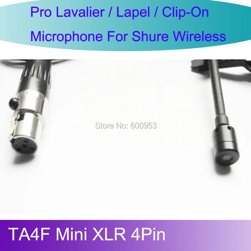 Pro MICWL L4P New Tie Lavalier Lapel Microphone for Shure Wireless belt pack bodypack TA4F Mini XLR 4Pin | Электроника